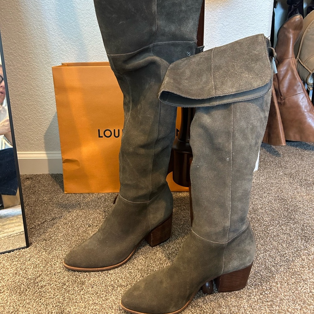 Dolce Vita Suede Knee-High Boots in Grey